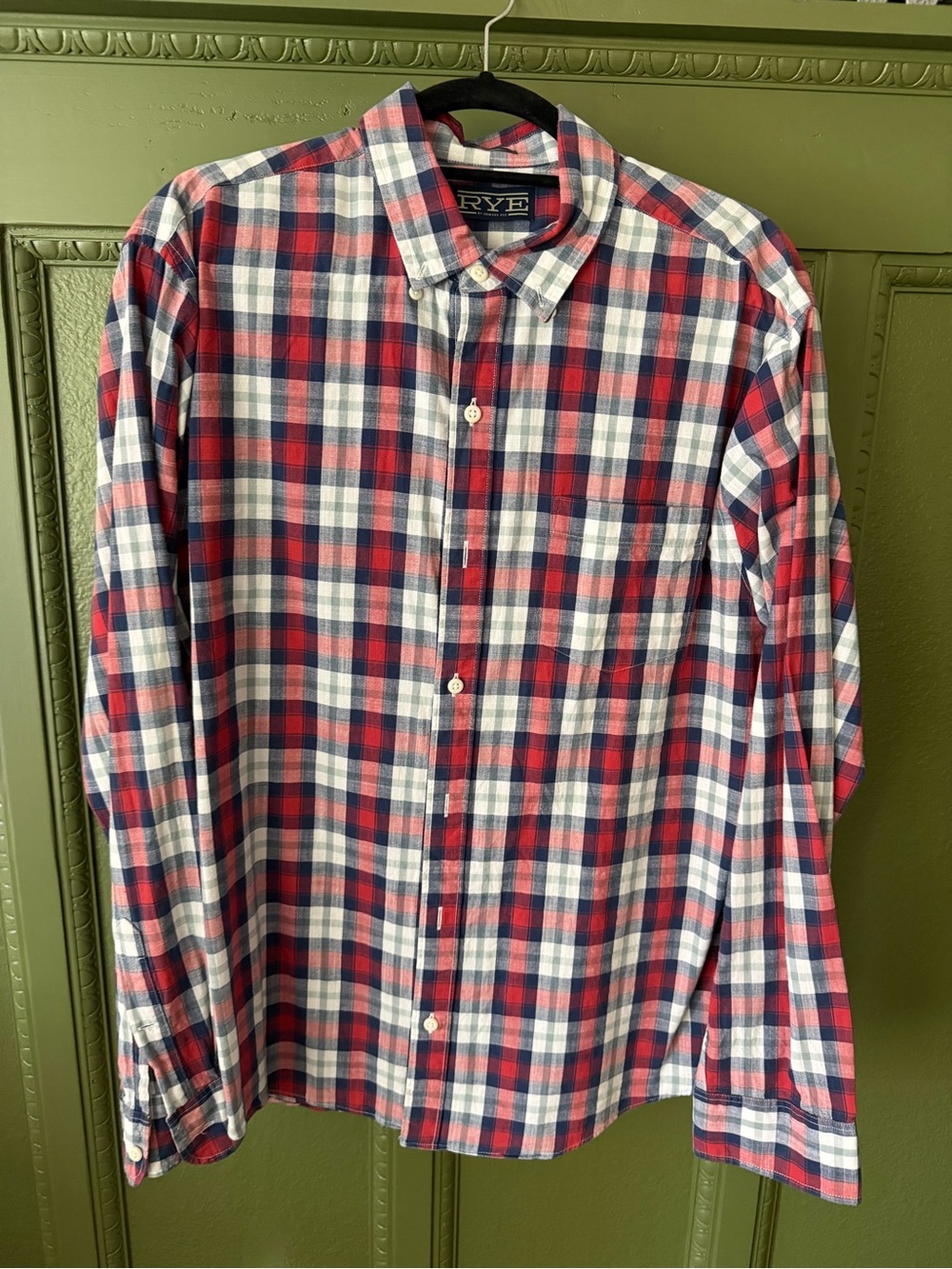 Rye Red, Blue & White Plaid Button-Down Shirt